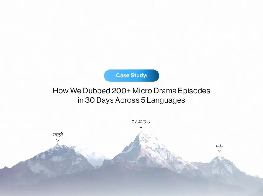 Sukudo Studios micro drama dubbing case study, 200 episodes across 5 languages in 30 days timeline